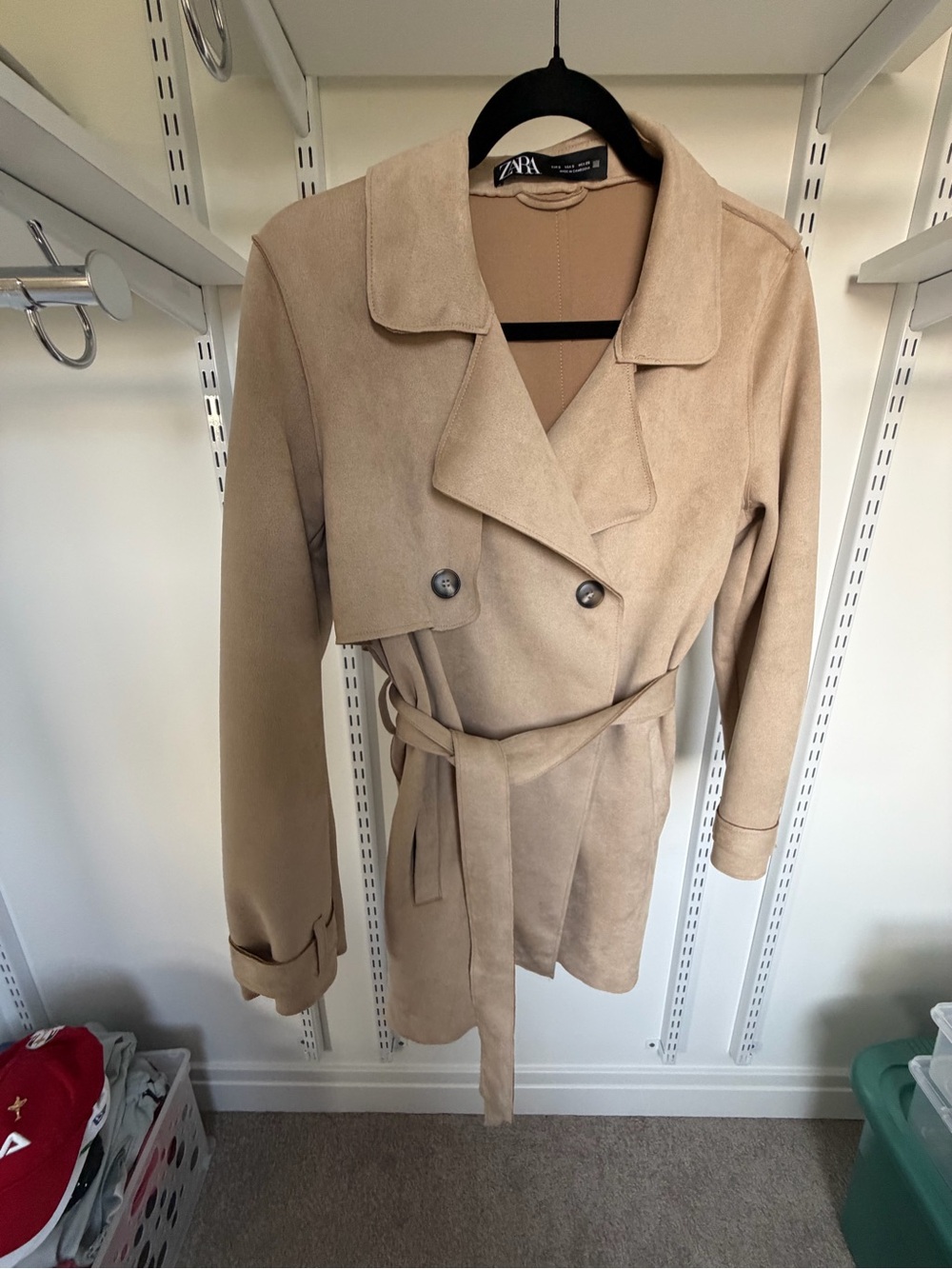 Zara Tan Suede Trench Coat with Belt